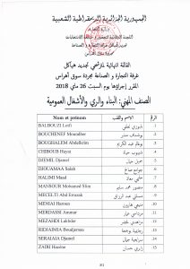 القائمة النهائية للمترشحين BTPH 001